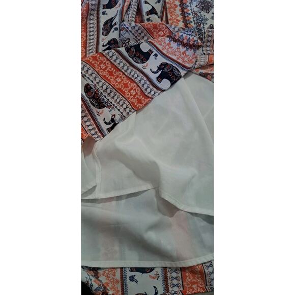 eShakti Wayward Fancies Dress Womens Sz 8 M Crepe Elephant Orange Sleeveless - Picture 11 of 13